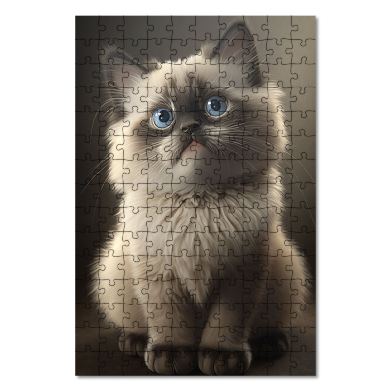 Dřevěné puzzle Ragdoll kočka akvarel