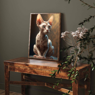 Devon Rex kočka akvarel
