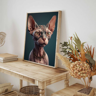 Sphynx kočka akvarel