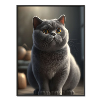 Britská krátkosrstá kočka akvarel