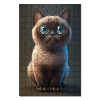 Dřevěné puzzle Orientální kočka animovaná