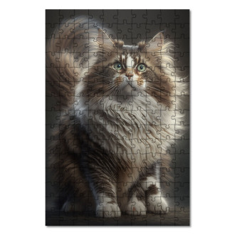 Dřevěné puzzle Norská lesní kočka akvarel