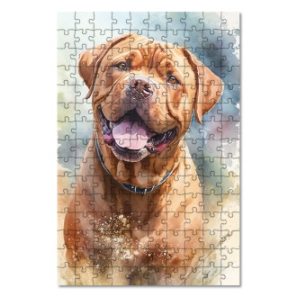 Dřevěné puzzle Bordeauxská doga akvarel