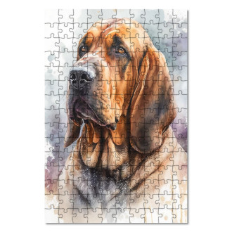 Dřevěné puzzle Bloodhound akvarel