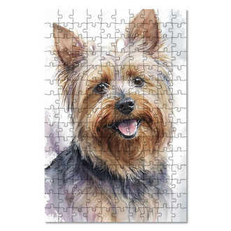 Dřevěné puzzle Silky Terrier akvarel