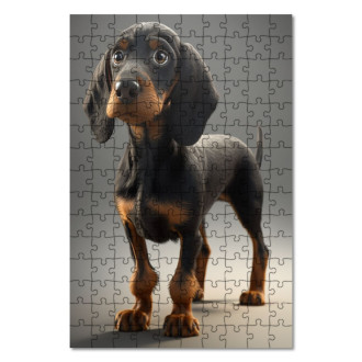 Dřevěné puzzle Black and Tan Coonhound animovaný