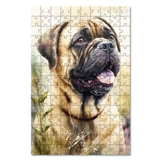 Dřevěné puzzle Bullmastiff akvarel