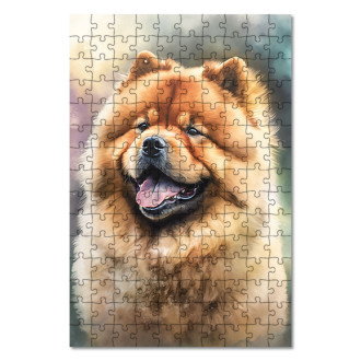 Dřevěné puzzle Čau čau akvarel
