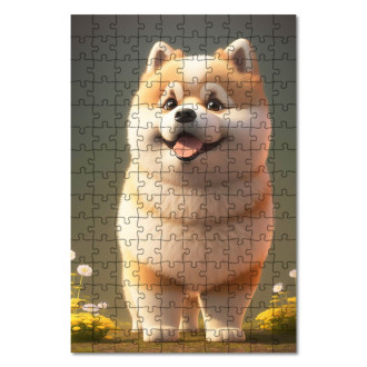 Dřevěné puzzle Akita animovaný