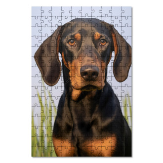 Dřevěné puzzle Black and Tan Coonhound realistic