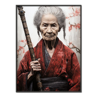 stará žena samuraj s mečem