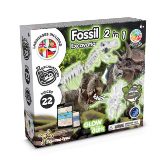 2 in 1 Fossil Excavation Kit II. Vzdělávací hra dodáváno s dárkovou taškou z kraftového papíru (90 g/m²)