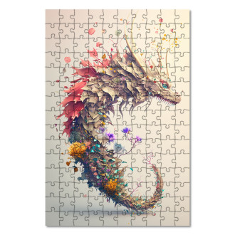 Dřevěné puzzle Květinový drak