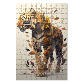 Dřevěné puzzle Květinový tygr