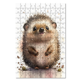 Dřevěné puzzle Akvarelový ježek