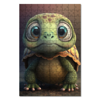 Dřevěné puzzle Roztomilá želva