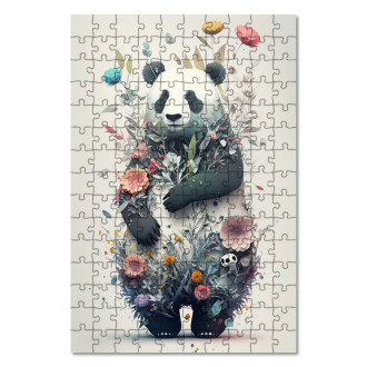 Dřevěné puzzle Květinová panda