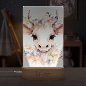 Lampa Mládě krávy v květinách